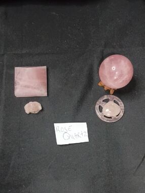 Rose Quartz Decorative Sphere and Accent Set - Pink